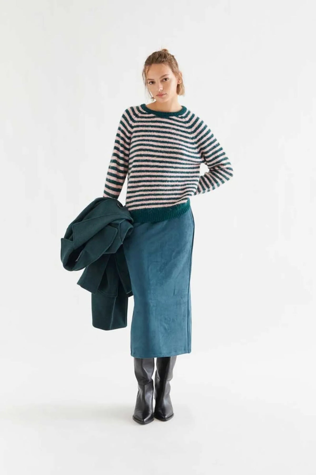 Compañia Fantastica Jersey Mujer Rayas Verde y Rosa