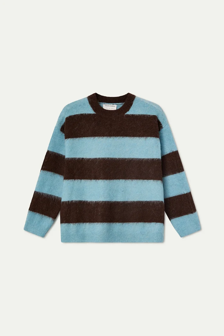 Compañia Fantastica Jersey Mujer Rayas Marrón y Azul