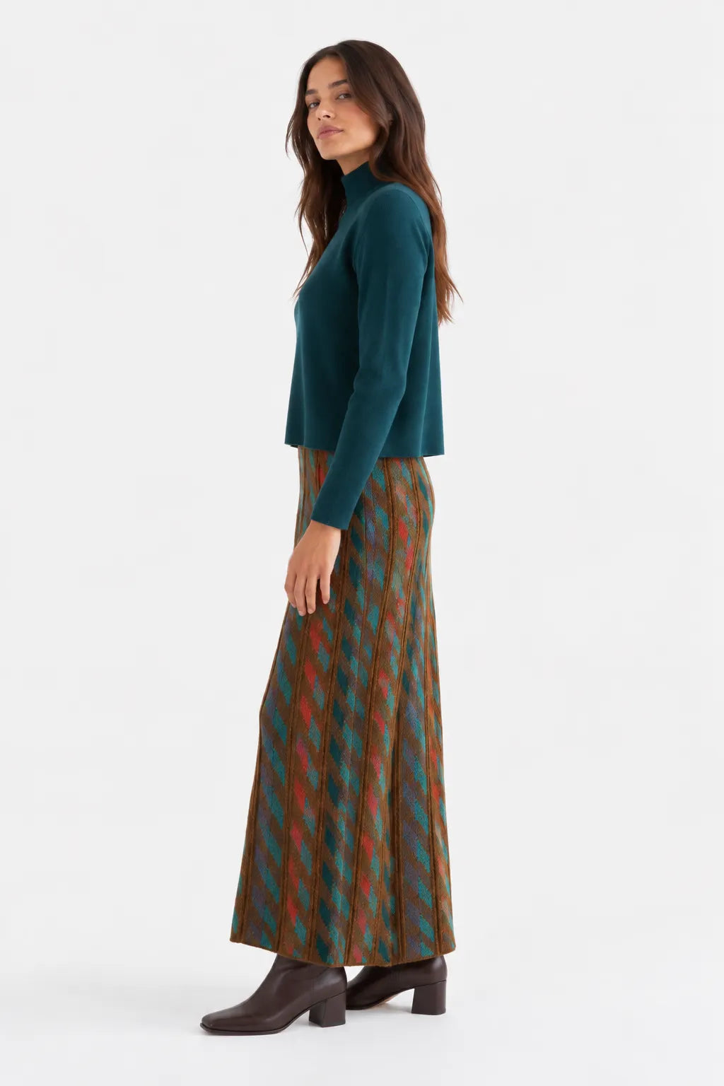 Compañia Fantastica Jersey Mujer Cuello Alto Verde Oscuro