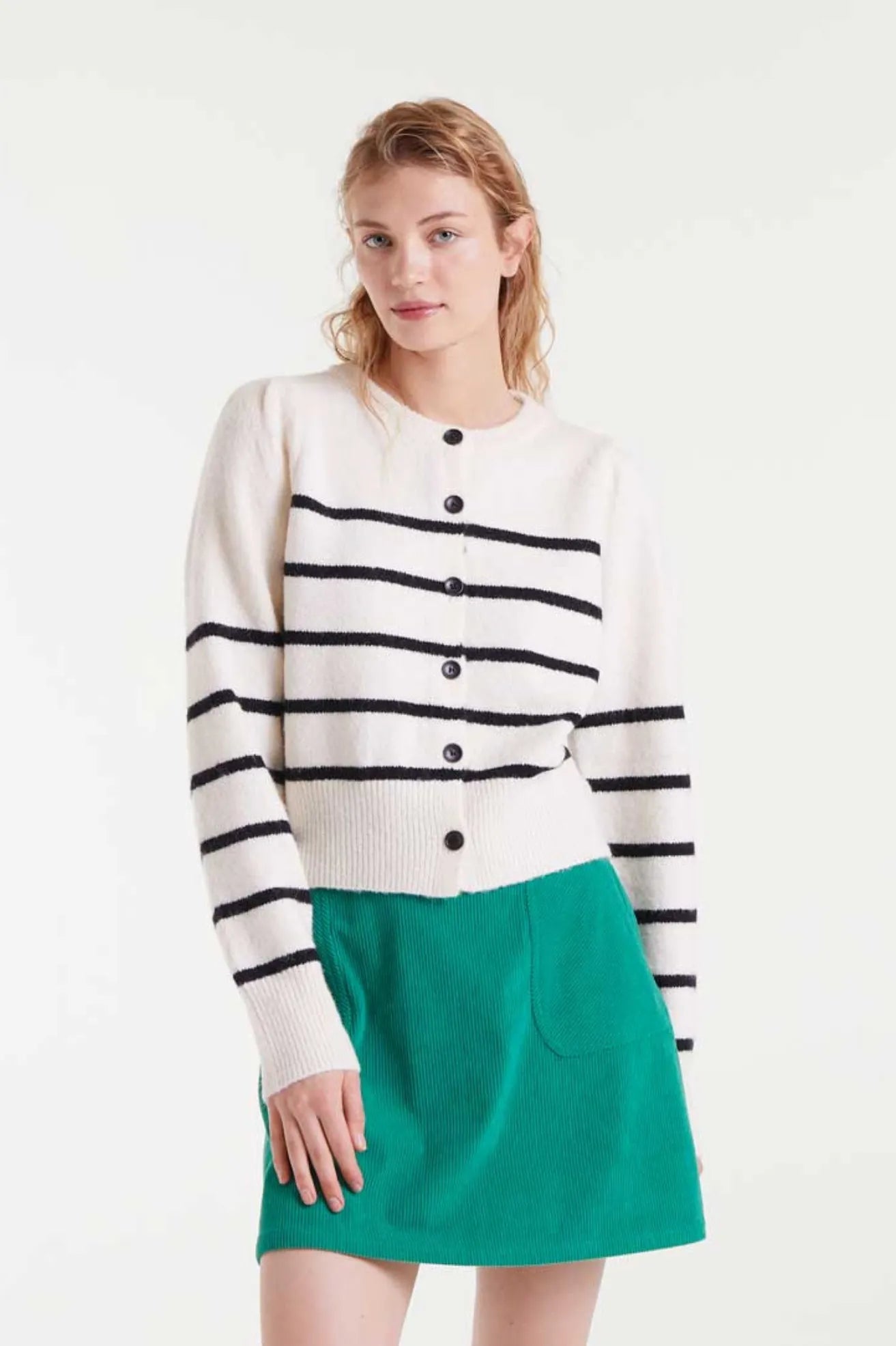 Compañia Fantastica Cardigan Mujer Rayas Blanco y Negro Who killed Bambi?