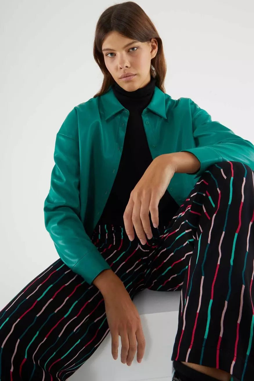 Compañia Fantastica Pantalón Mujer Recto Rayas Negro Who killed Bambi?