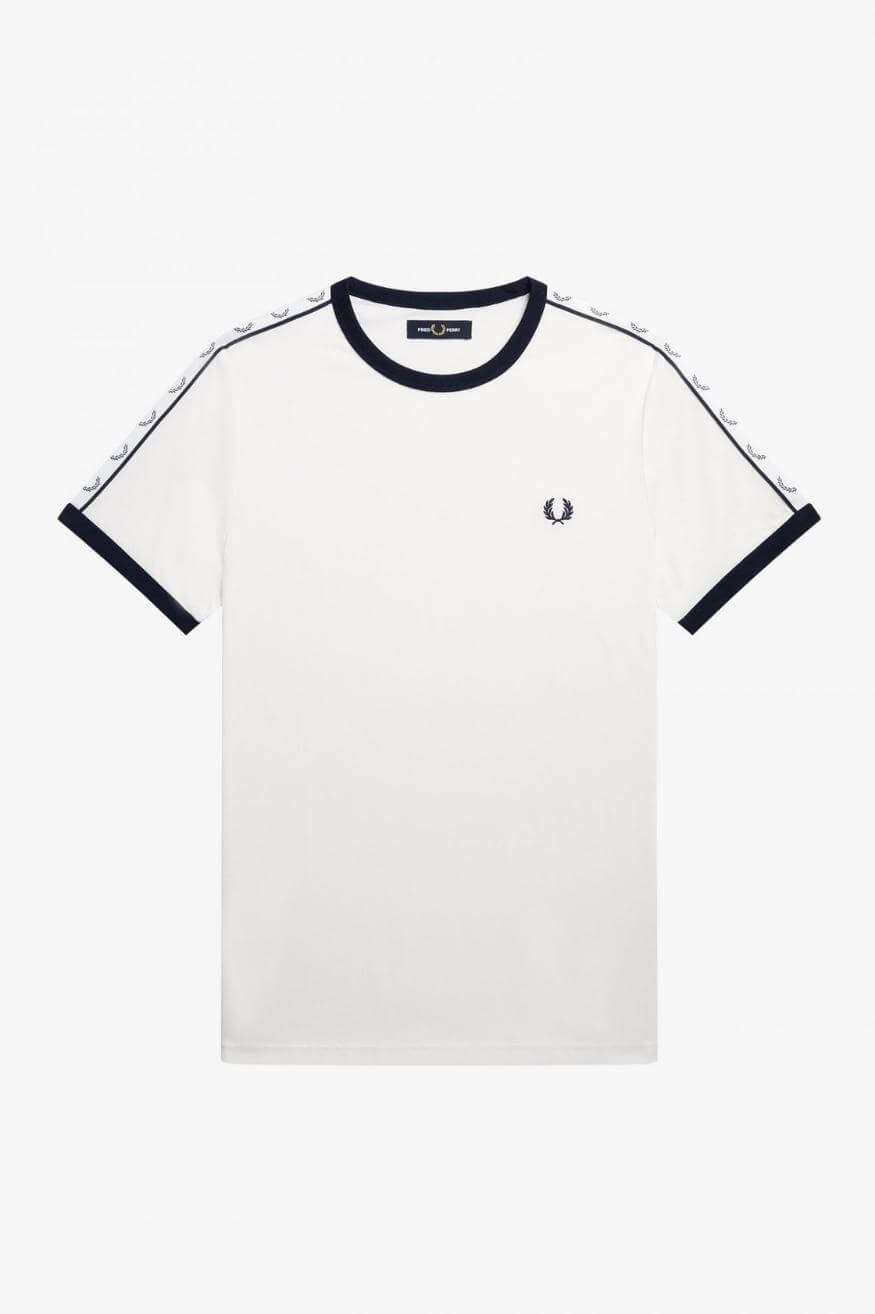 Fred Perry Camiseta Hombre Ringer Blanca Who killed Bambi?