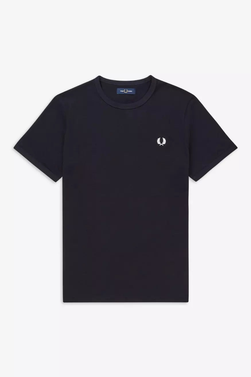 Fred Perry Camiseta Hombre Ringer M3519 Azul Who killed Bambi?