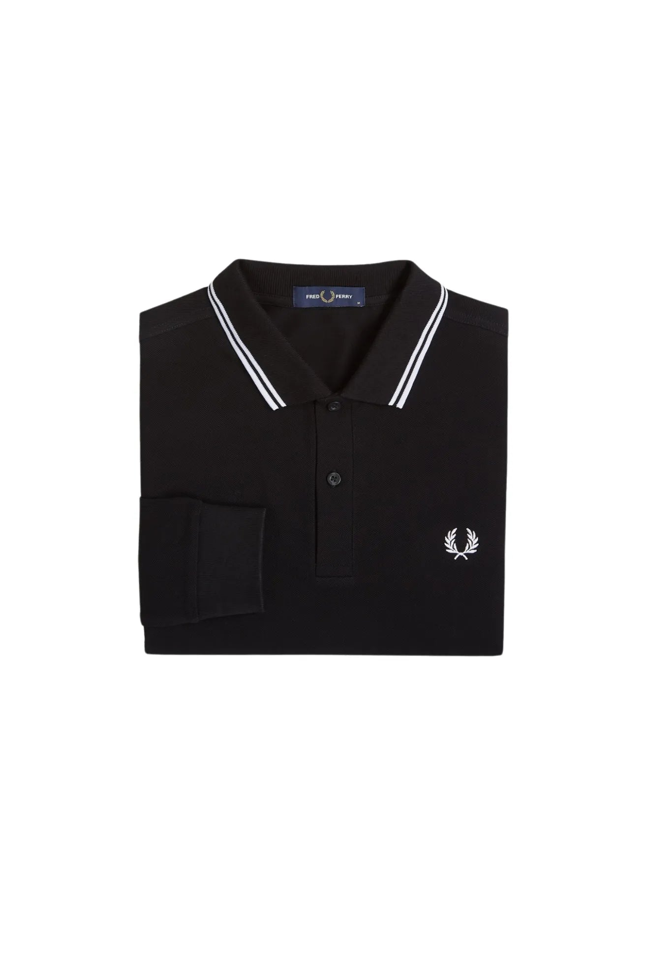 Fred Perry Polo Hombre Manga Larga M3636 Negro Ribetes Blancos Who killed Bambi?
