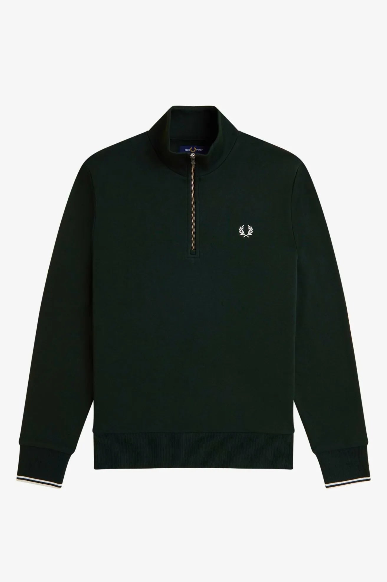Fred Perry Sudadera Hombre Media Cremallera Verde Who killed Bambi?