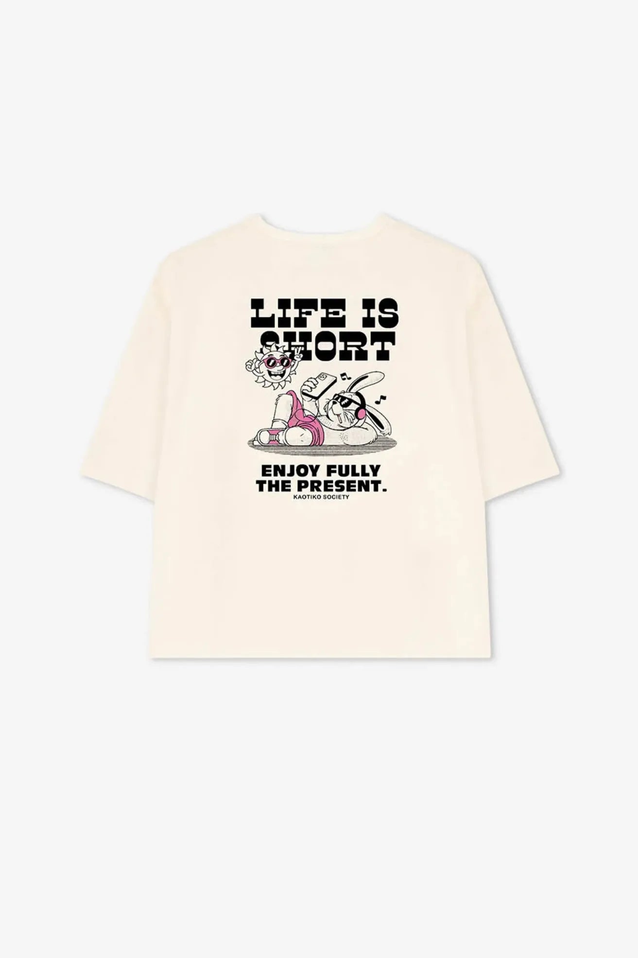 Kaotiko Camiseta Mujer Life Is Short Beige Who killed Bambi?