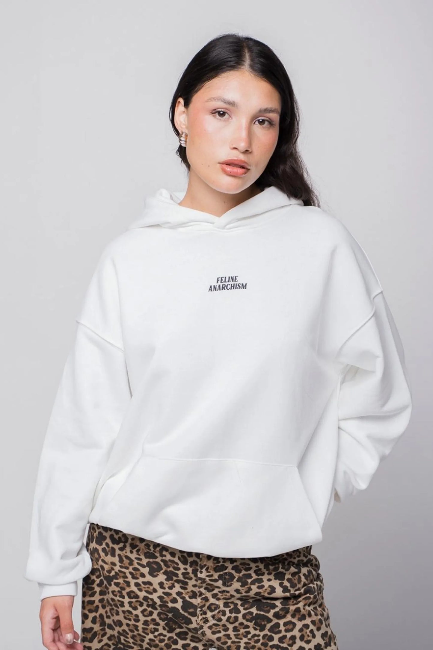 Kaotiko Sudadera Mujer Capucha Feline Anarchism Blanca Who killed Bambi?