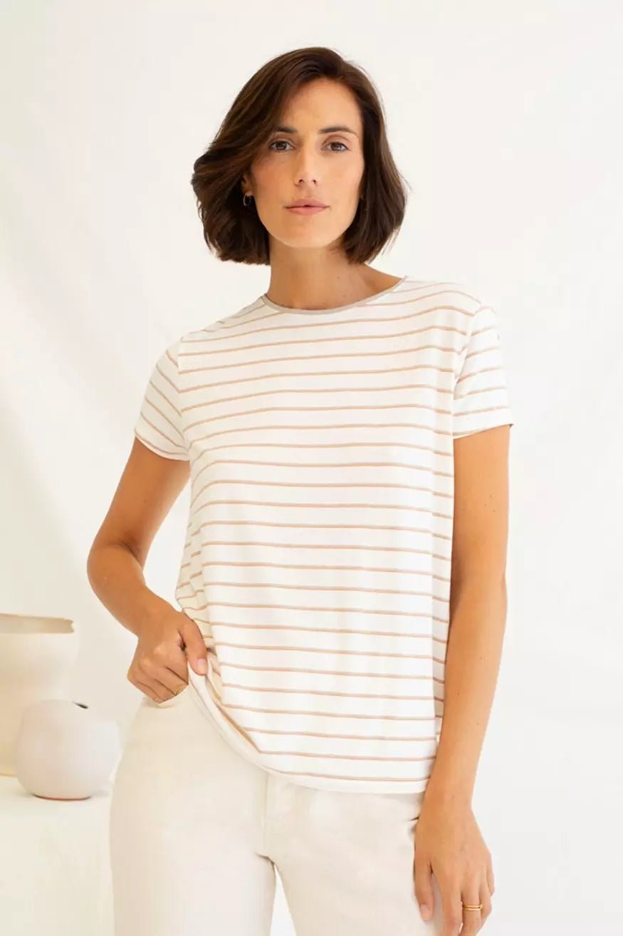 Mus Bombon Camiseta Mujer Basieco Rayas C Beige / Naranja Who killed Bambi?