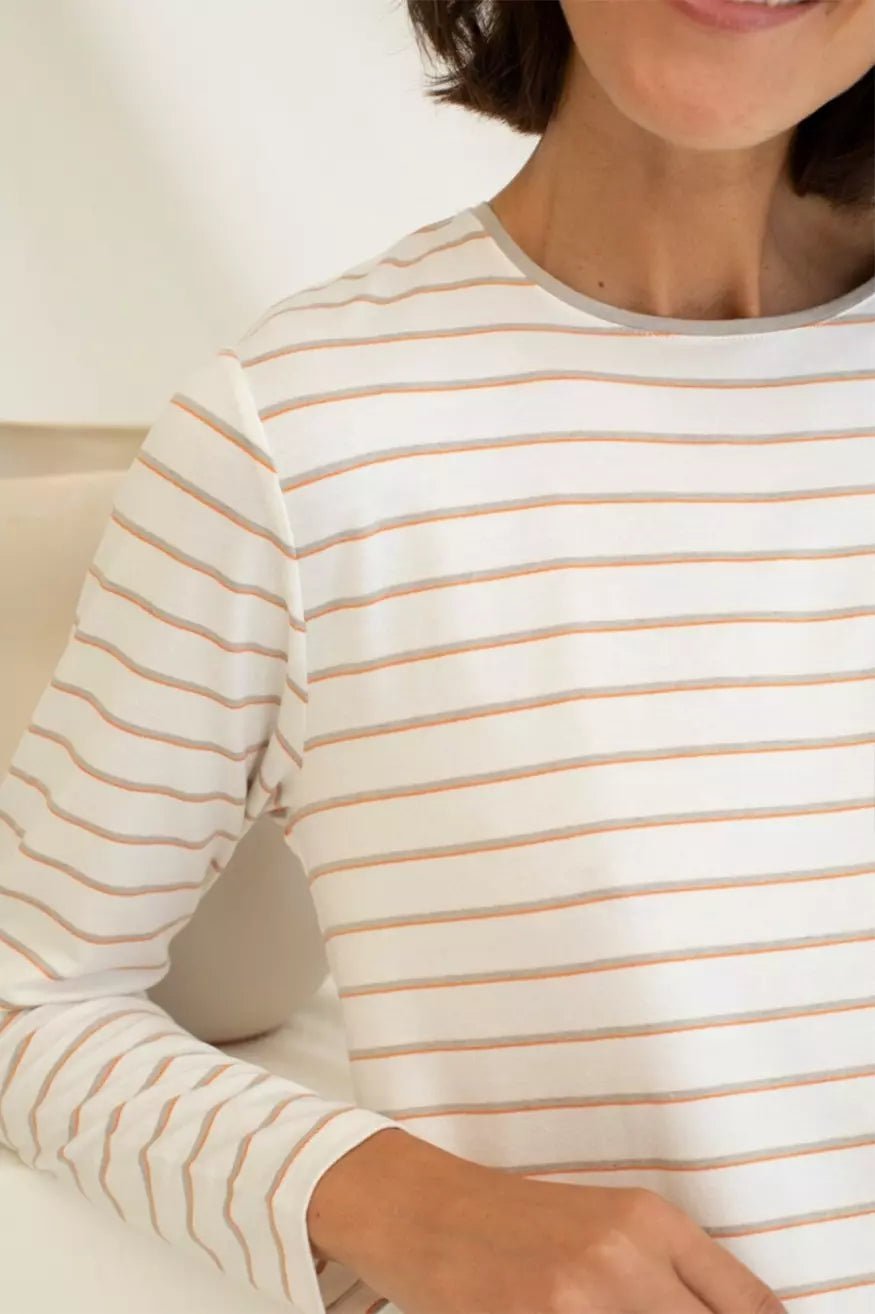 Mus Bombon Camiseta Mujer Larga Basieco Rayas C Beige / Naranja Who killed Bambi?