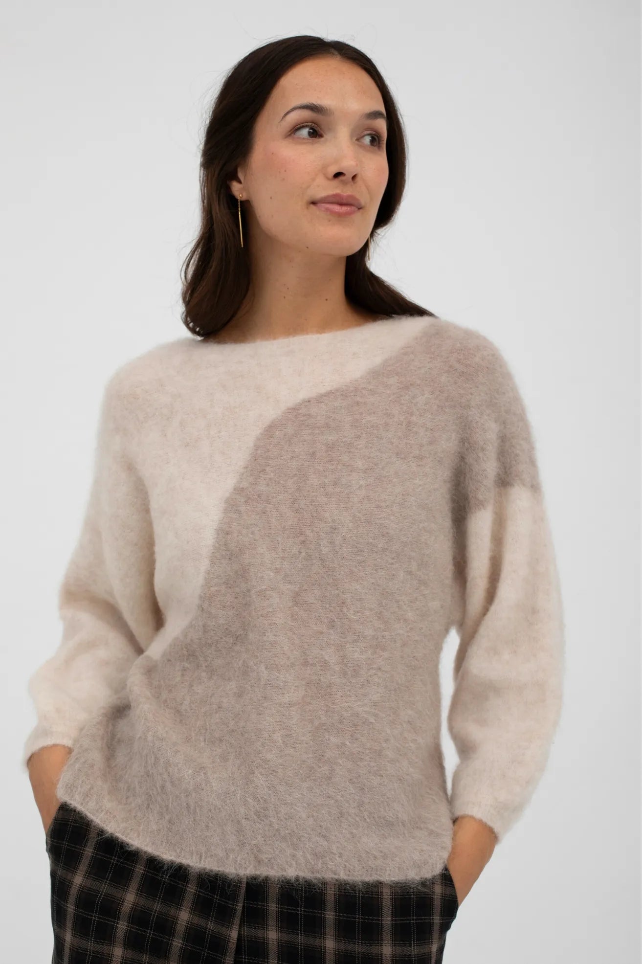 Mus & Bombon Jersey Mujer Bicolor Amara Crudo / Beige Who killed Bambi?