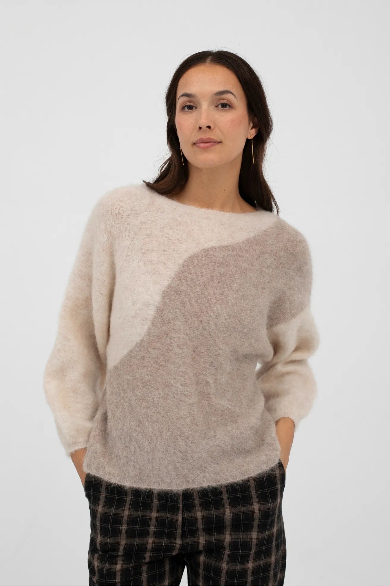 Mus & Bombon Jersey Mujer Bicolor Amara Crudo / Beige Who killed Bambi?