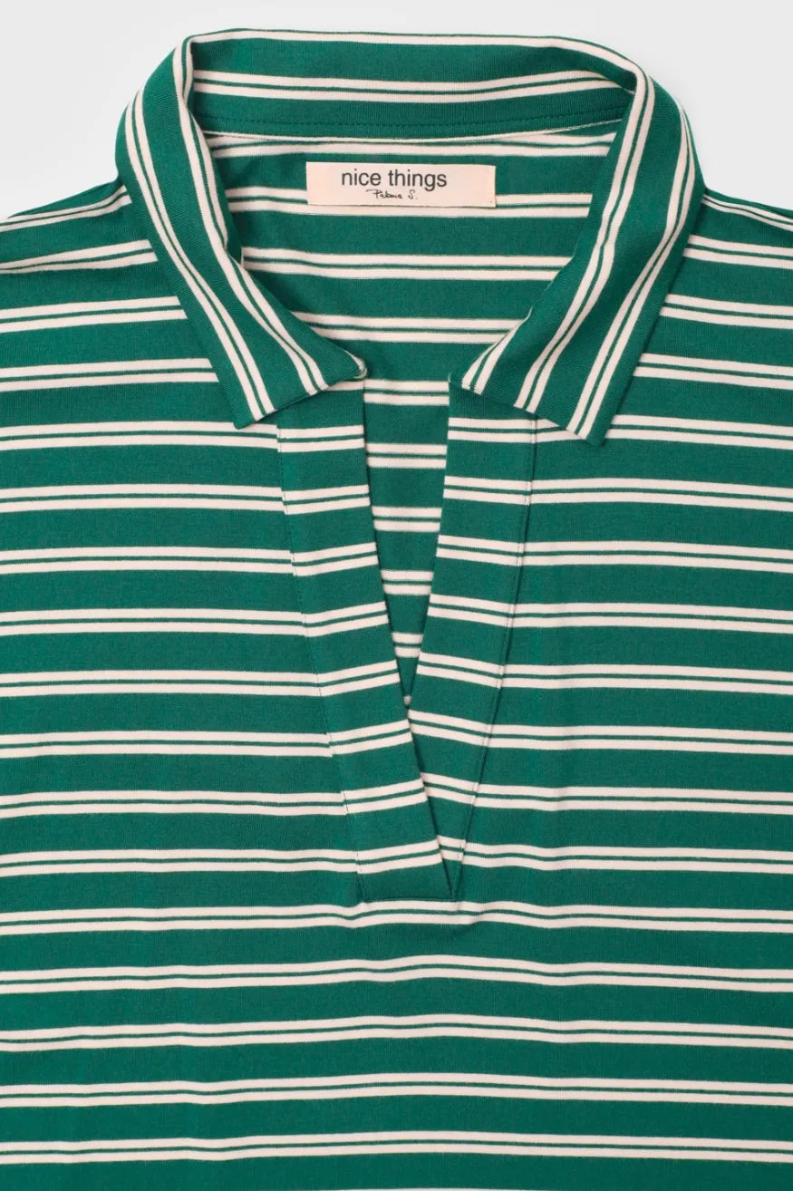 Nice Things Camiseta Mujer Polo Rayas Verde Who killed Bambi?