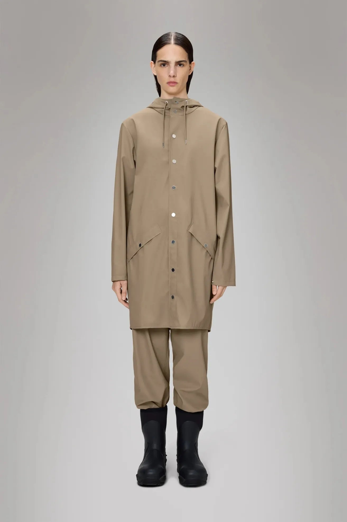 Rains Chubasquero Long Jacket Beige Who killed Bambi?