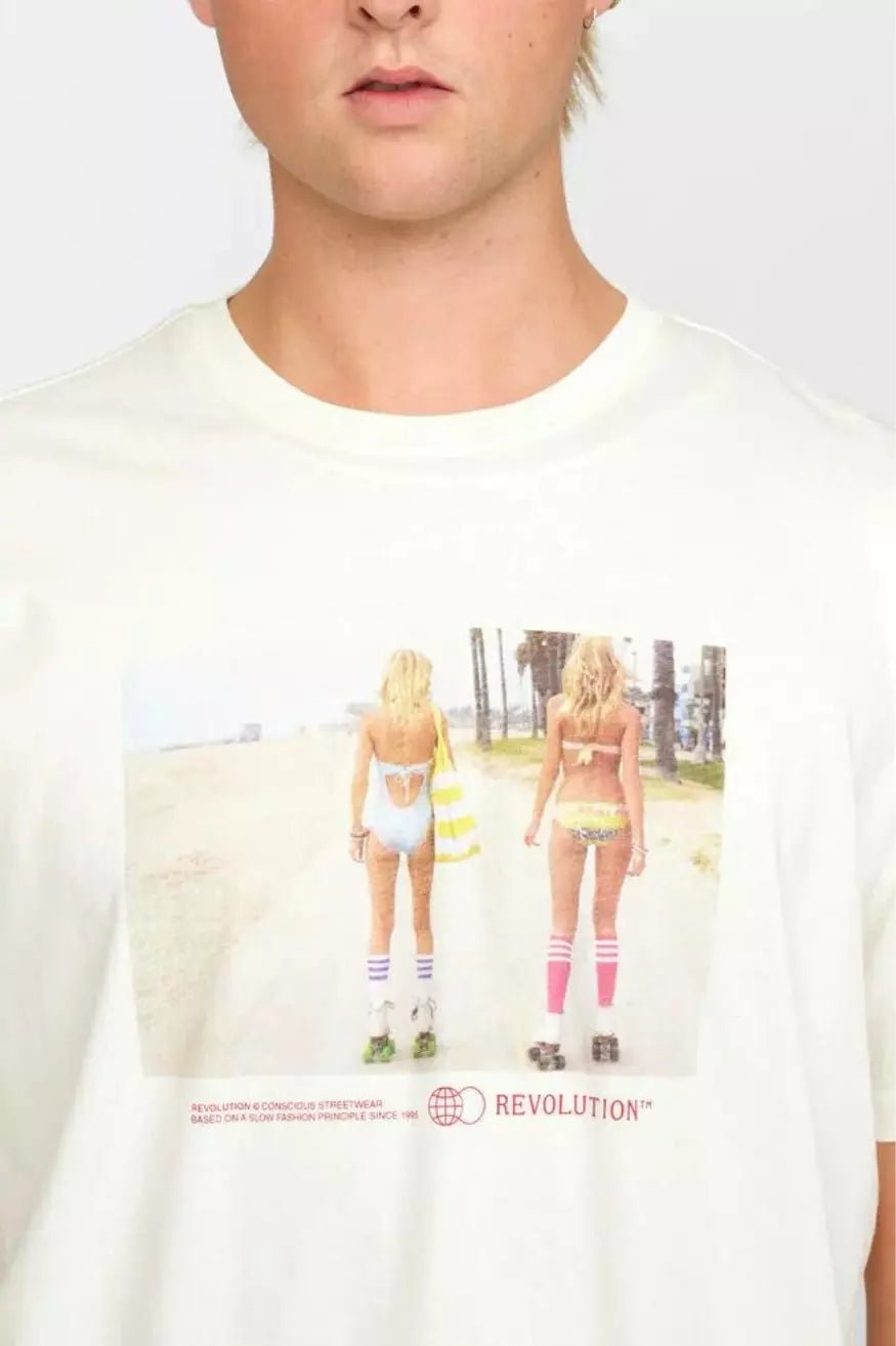 Rvlt Revolution Camiseta Hombre 1371 Roller Beige Who killed Bambi?