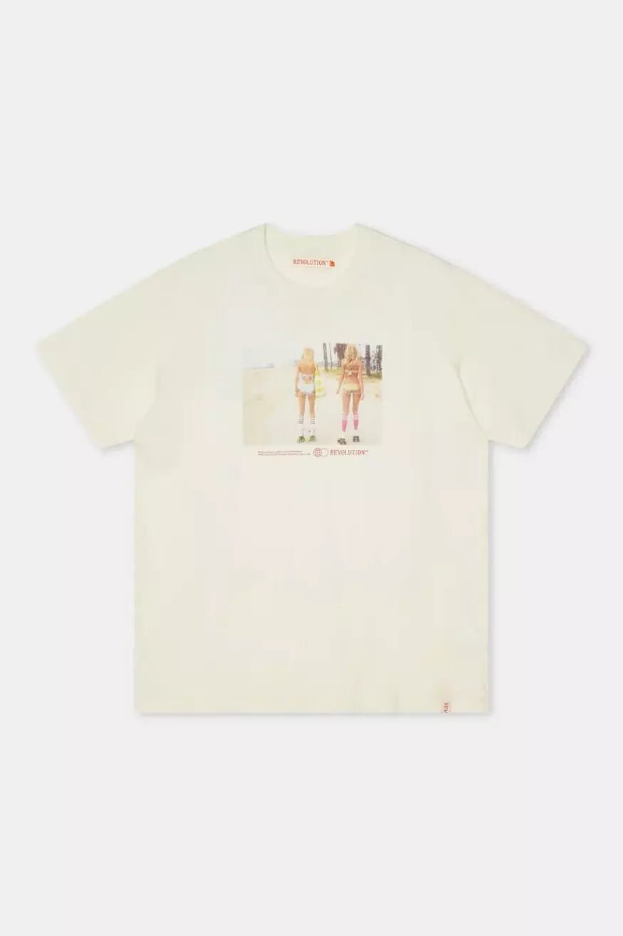 Rvlt Revolution Camiseta Hombre 1371 Roller Beige Who killed Bambi?