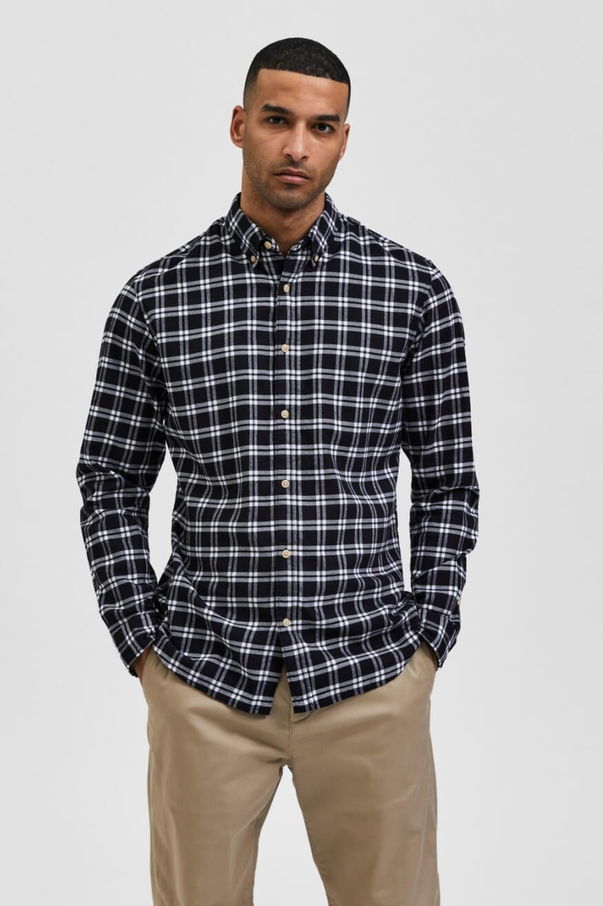 Selected Homme Camisa Flannel Cuadros Negra - Who Killed Bambi?