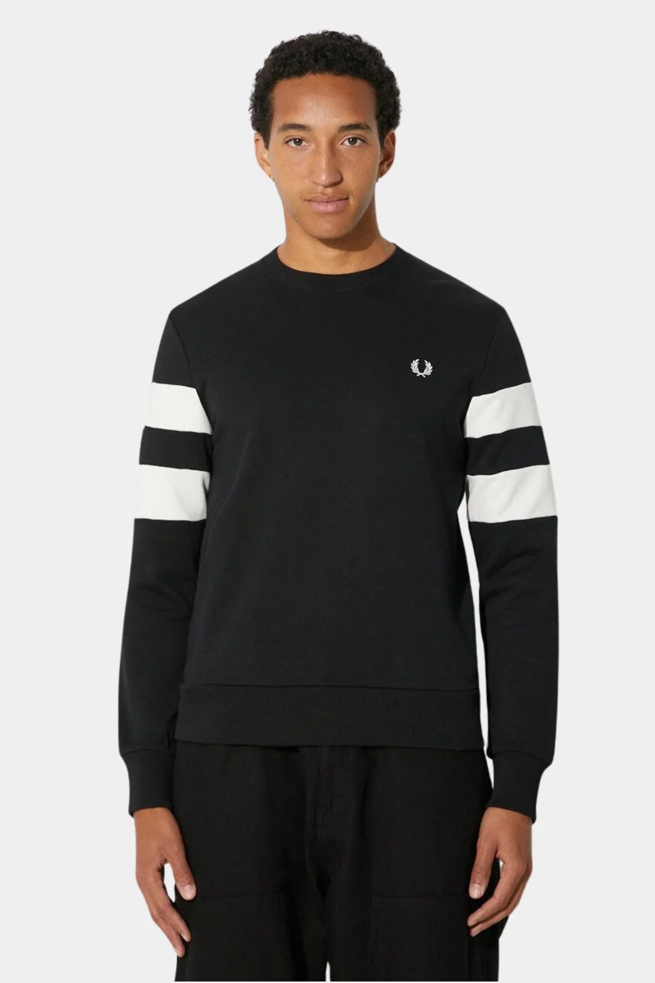 Fred Perry Sudadera Stripes Hombre Negra