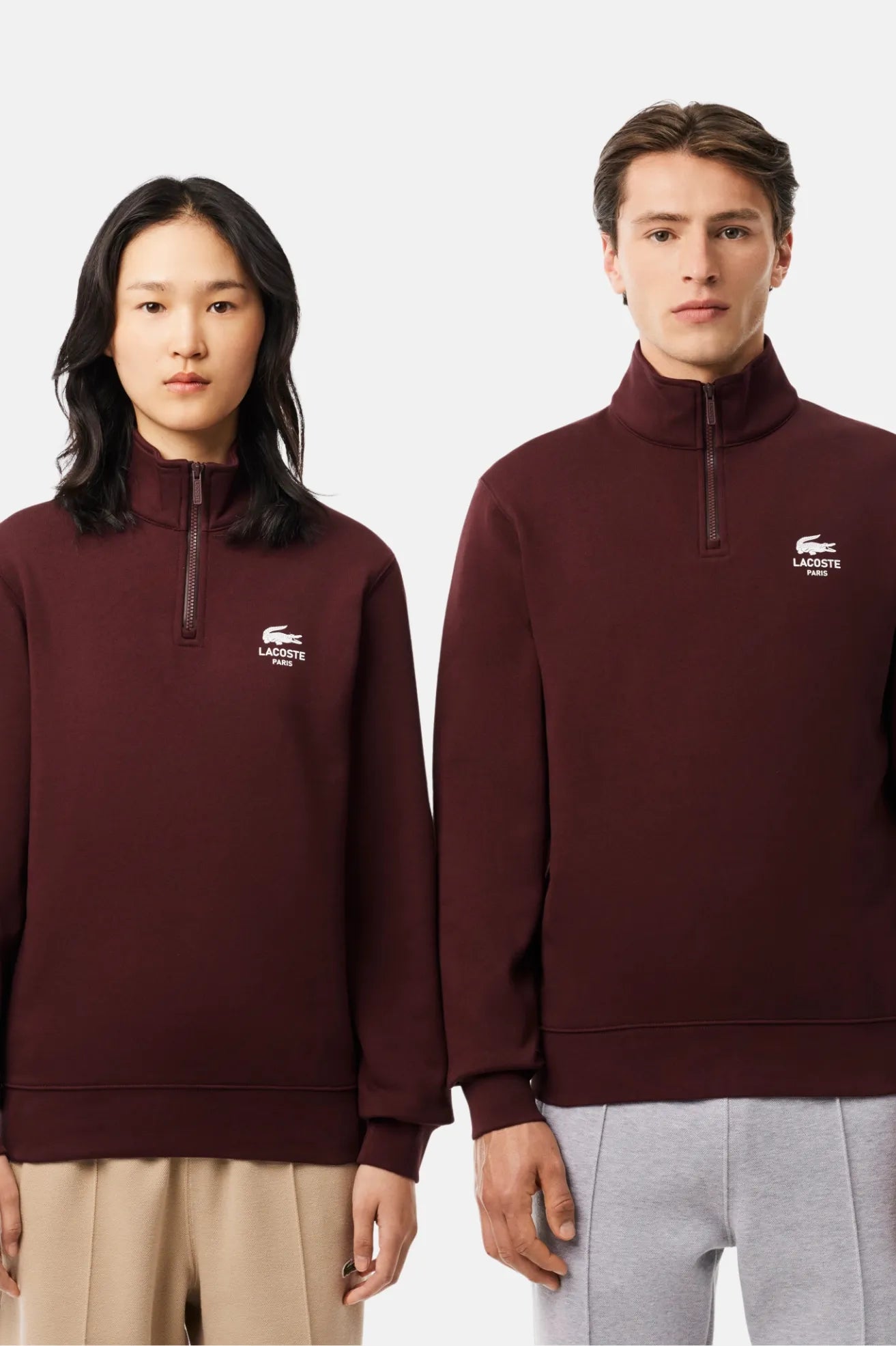 Lacoste Sudadera Paris Media Cremallera Hombre o Mujer Burdeos