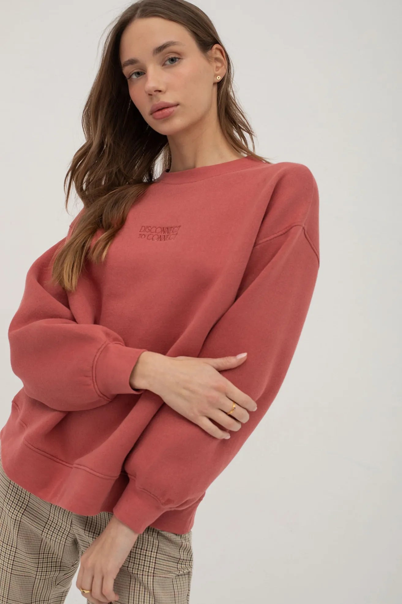 Mus Bombon Sudadera Mujer Oversize Disconnect Grosella