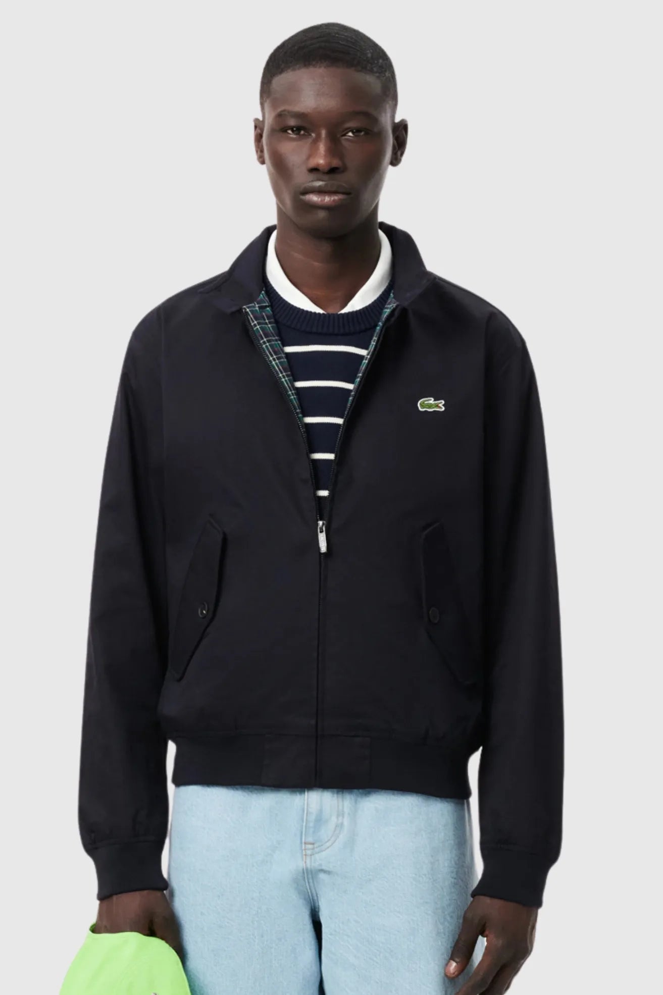 Lacoste Chaqueta Harrington Impermeable Hombre Azul Marino