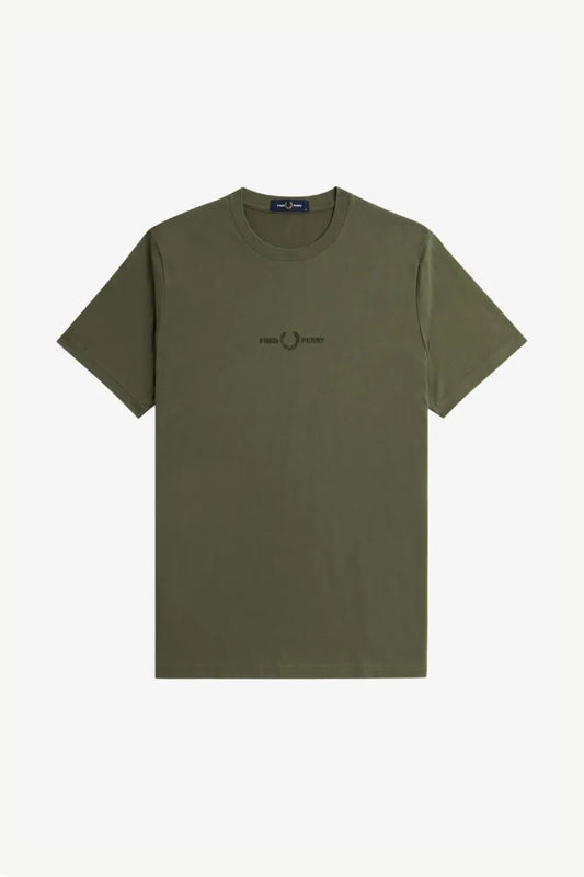 Fred Perry Camiseta Hombre Logo Bordado Verde