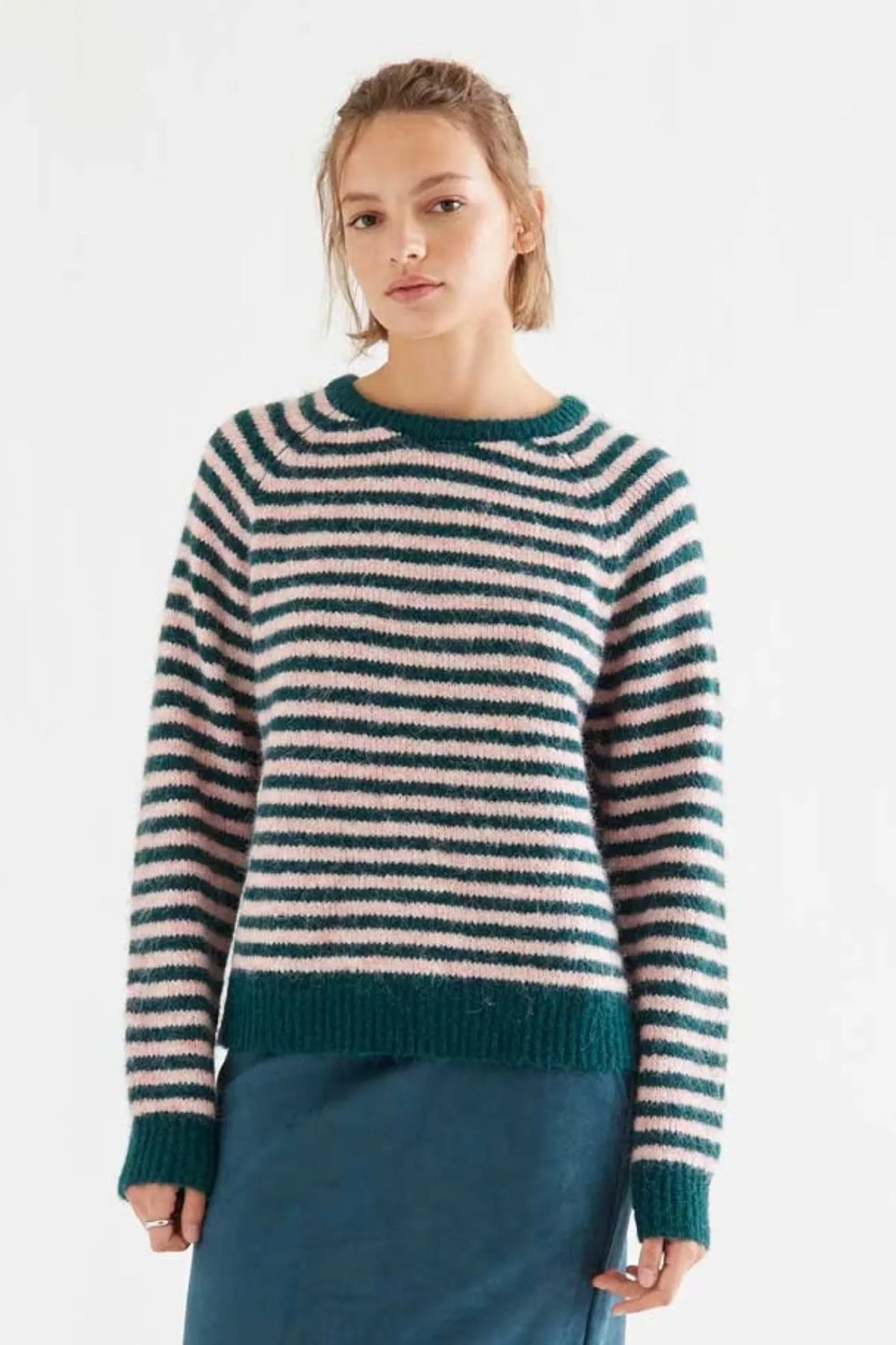 Compañia Fantastica Jersey Mujer Rayas Verde y Rosa