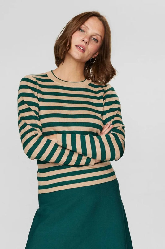 Nümph Jersey Mujer Rayas Nustripy Verde