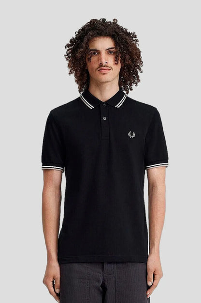 Fred Perry Polo Hombre 3600 Ribetes Blanco/ Gris