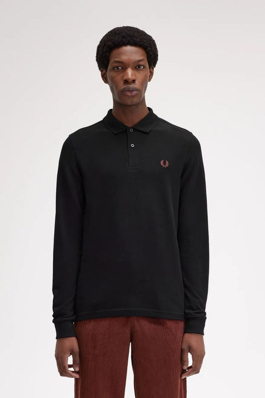 Fred Perry Polo Hombre Manga Larga M6006 Negro / Whisky