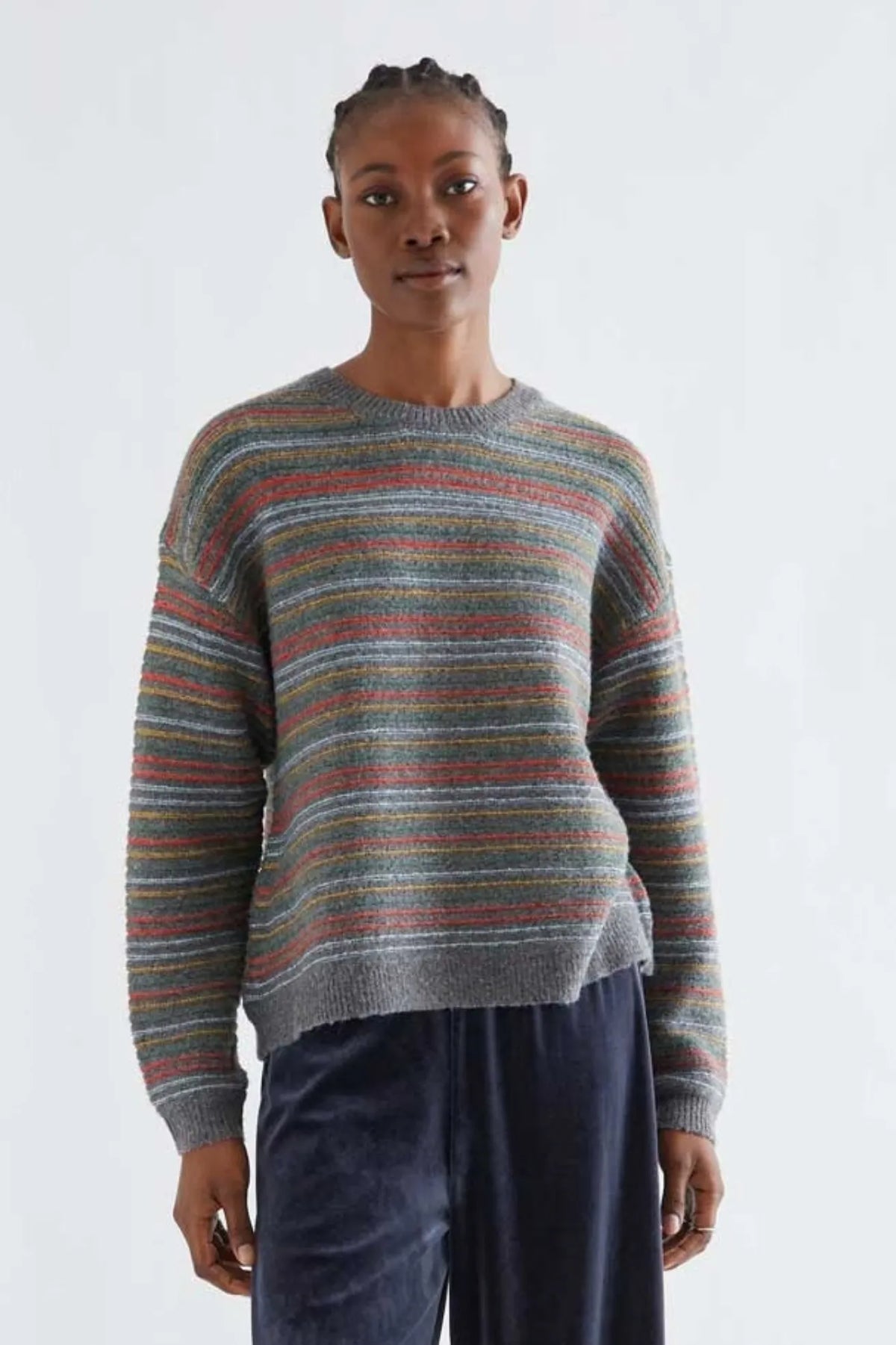 Compañia Fantastica Jersey Mujer Rayas Multicolores Gris