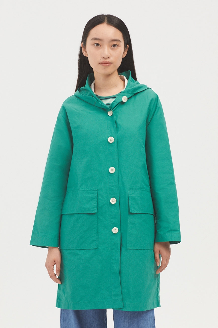 Nice Things Trench Mujer Impermeable Capucha Verde