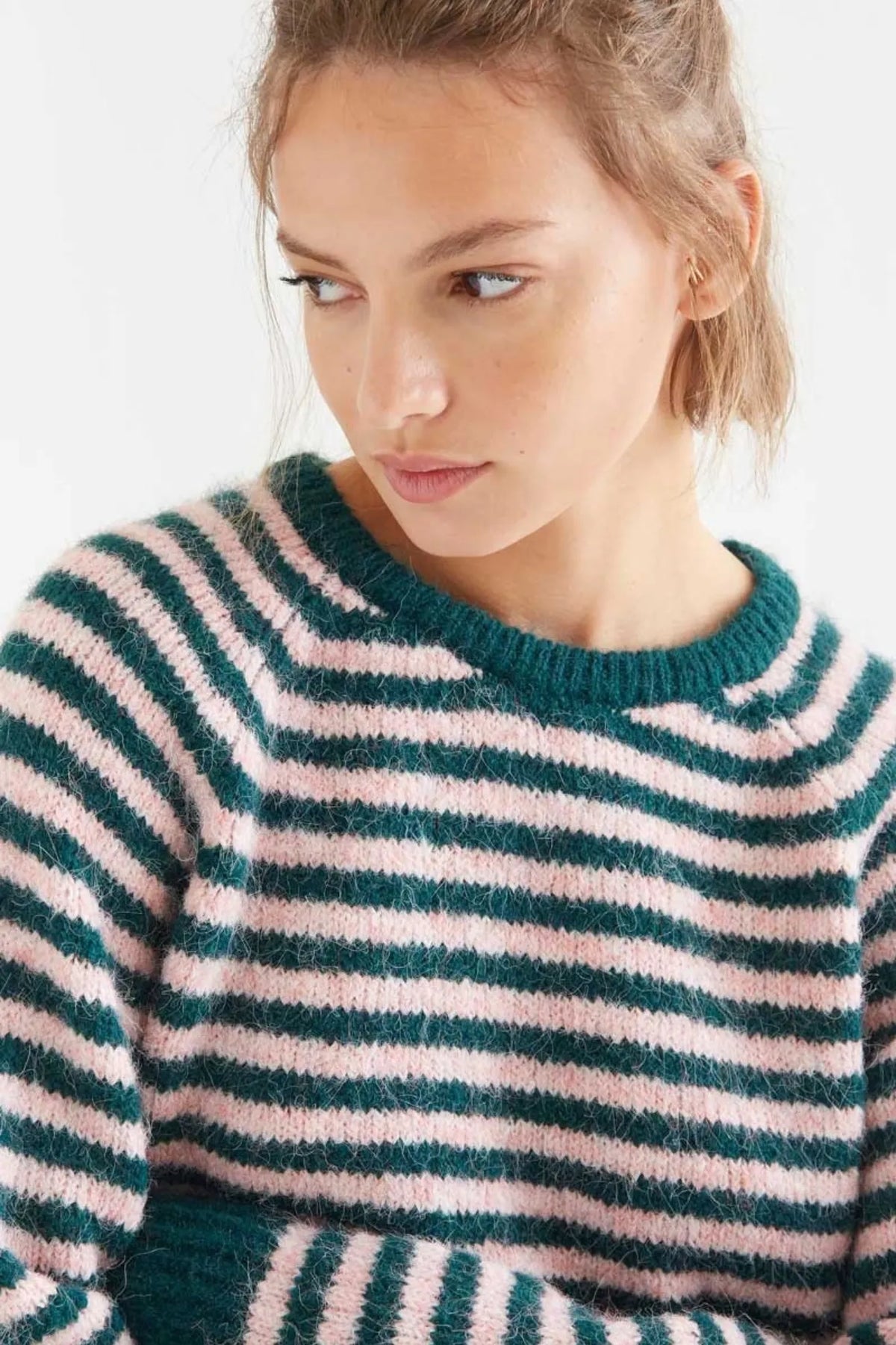 Compañia Fantastica Jersey Mujer Rayas Verde y Rosa