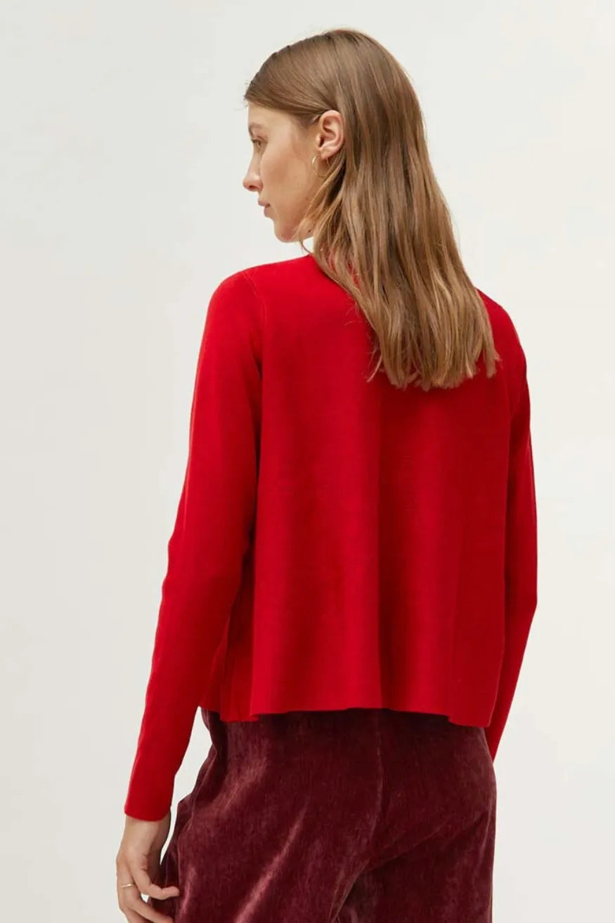 Compañia Fantastica Jersey Mujer Evasé Cuello Mock Rojo