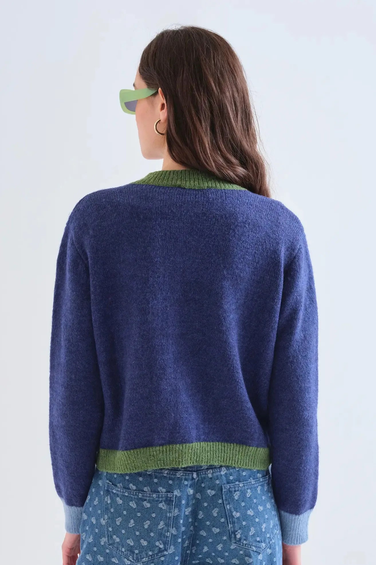 Compañia Fantastica Cardigan Mujer Bicolor Azul y Verde