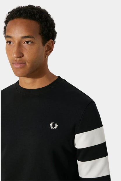 Fred Perry Sudadera Stripes Hombre Negra