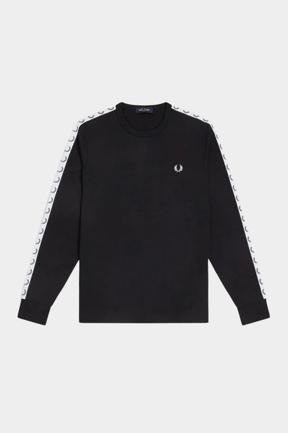 Fred Perry Camiseta de Manga Larga Ringer Negra