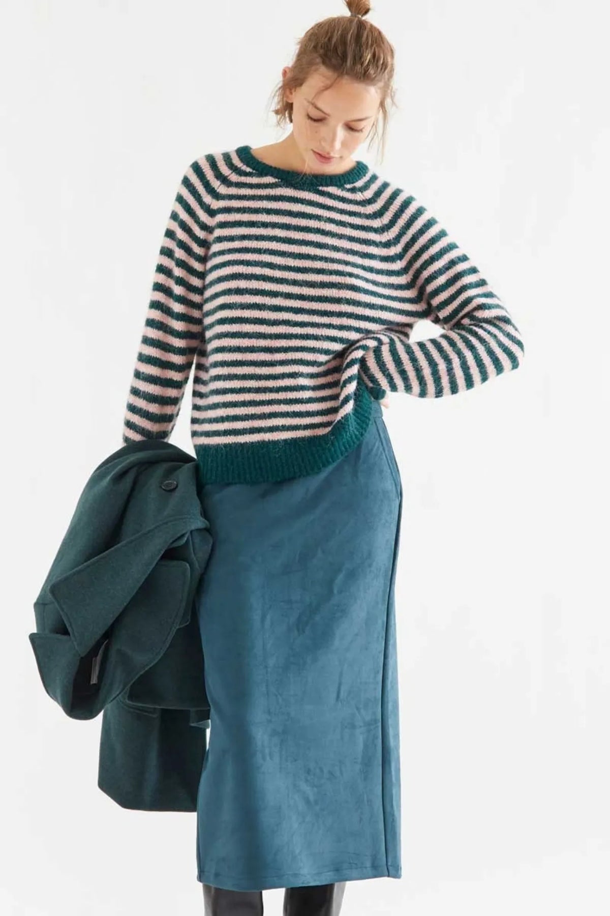 Compañia Fantastica Jersey Mujer Rayas Verde y Rosa