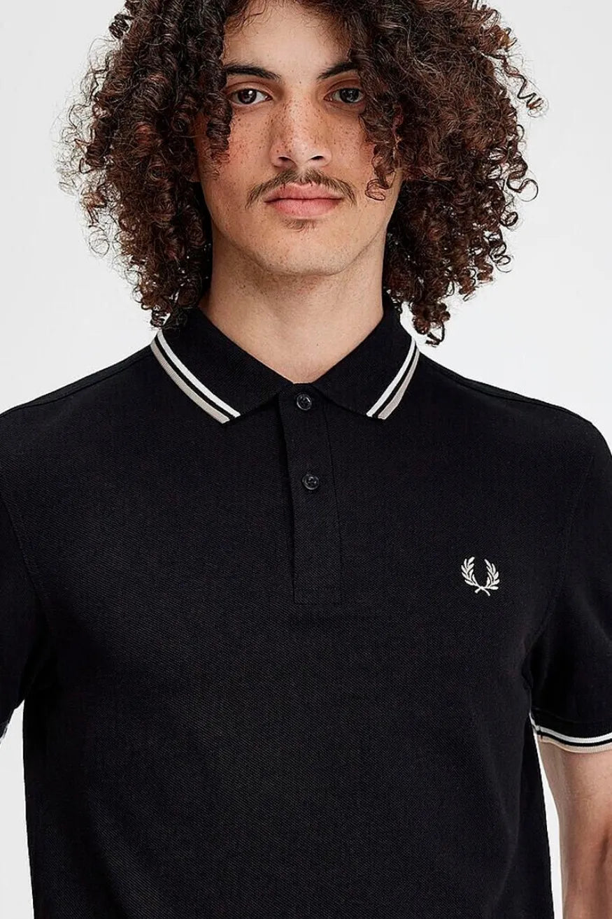 Fred Perry Polo Hombre 3600 Ribetes Blanco/ Gris