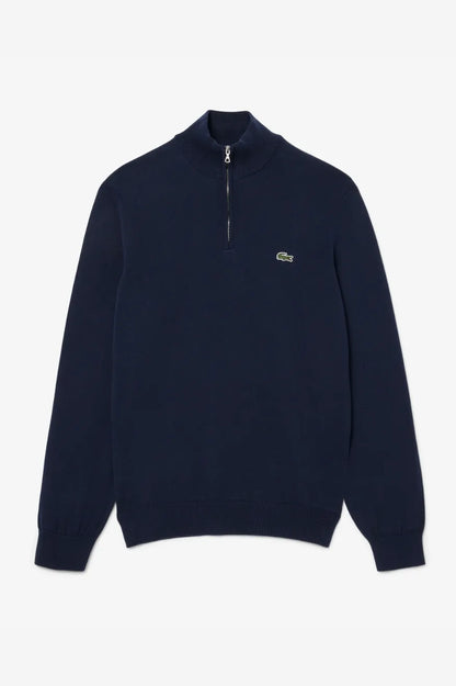 Lacoste Jersey Fino Hombre Quarter Zip Azul