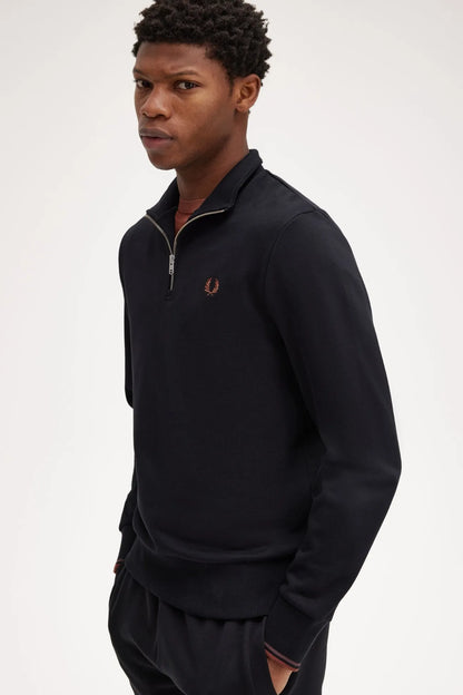 Fred Perry Sudadera Hombre Media Cremallera M3574 Negra