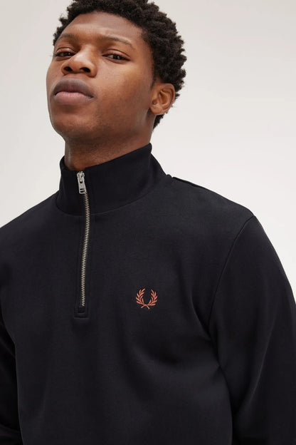 Fred Perry Sudadera Hombre Media Cremallera M3574 Negra