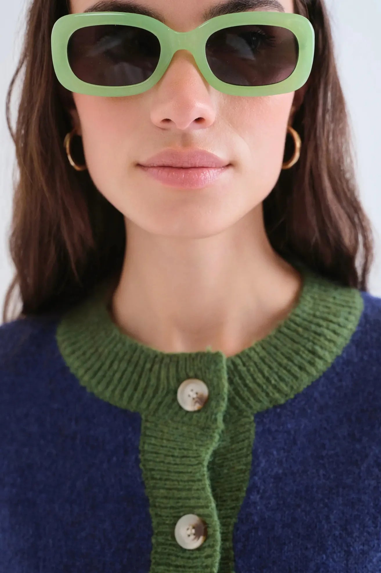 Compañia Fantastica Cardigan Mujer Bicolor Azul y Verde