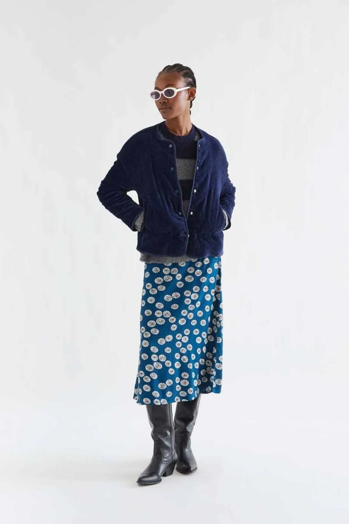 Compañia Fantastica Jersey Mujer Rayas Azul y Gris