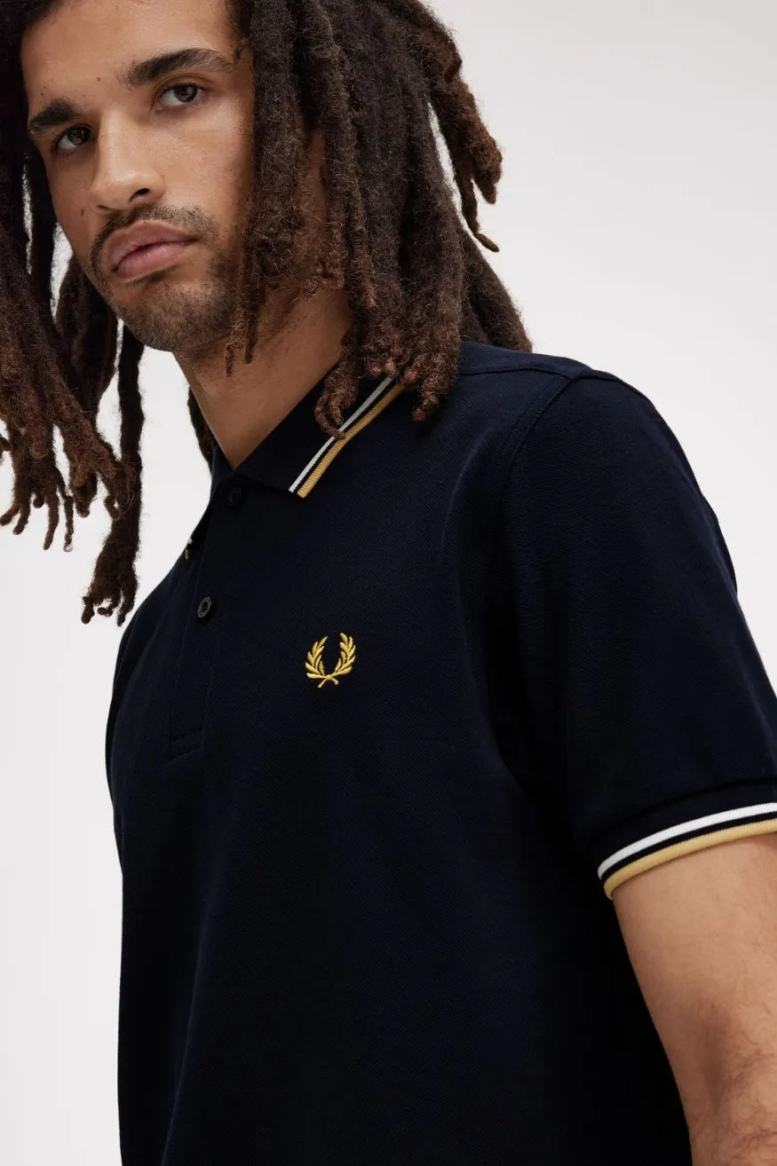 Fred Perry Polo Hombre 3600 Ribetes Azul W53