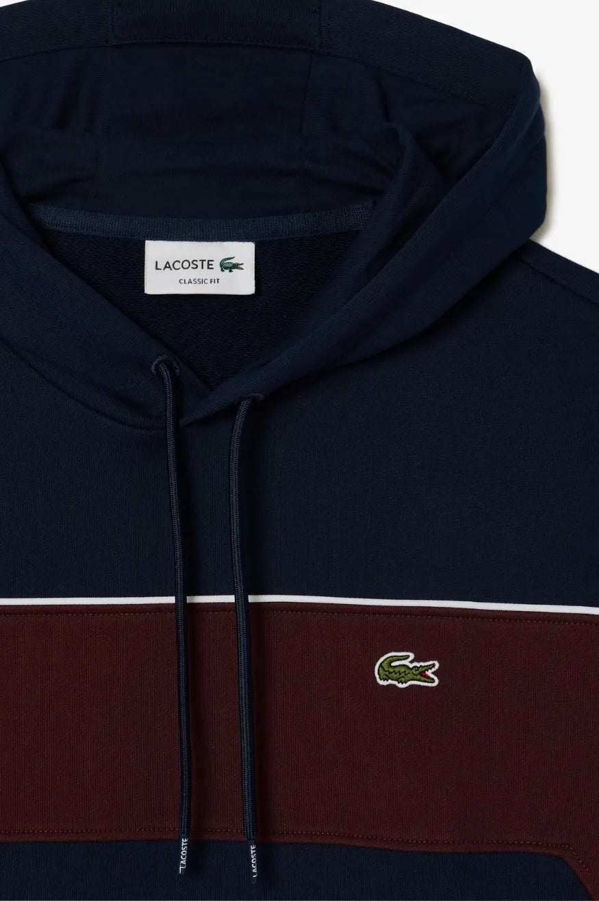 Lacoste Sudadera Capucha Hombre Color Block Azul Marino / Burdeos