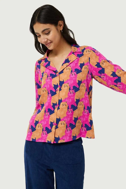 Compañia Fantastica Camisa Mujer Estampado Gatos