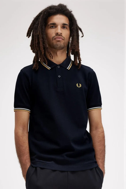 Fred Perry Polo Hombre 3600 Ribetes Azul W53