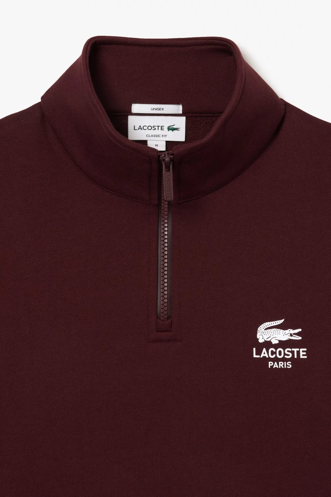 Lacoste Sudadera Paris Media Cremallera Hombre o Mujer Burdeos