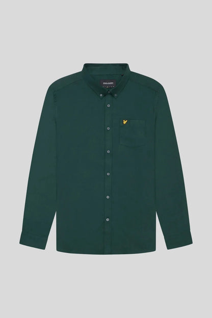 Lyle And Scott Camisa Hombre Flannel Plain Verde