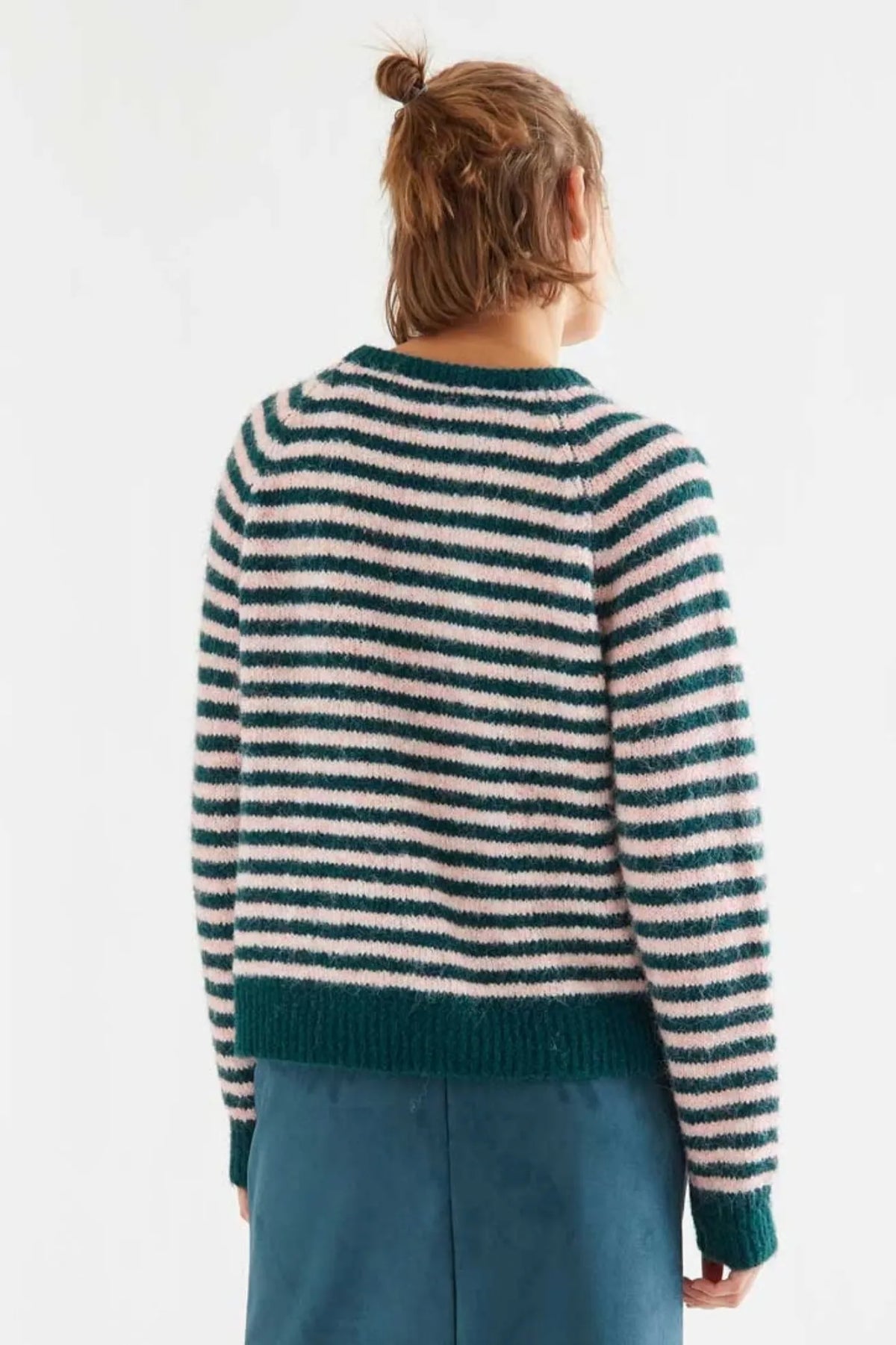 Compañia Fantastica Jersey Mujer Rayas Verde y Rosa